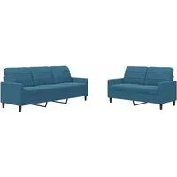 vidaXL 2-tlg. Sofagarnitur mit Kissen Blau Samt - Couchgarnituren in modernem Design, das mit weichem Samt und robustem Metallgestell höchsten Komfort und Stabilität bietet. Ideal zum Entspannen und als Blickfang in deinem Zuhause.