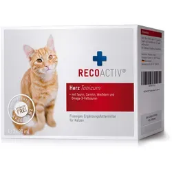 Recoactiv Herz Tonicum für Katzen - Kurpackung 3X90 ml - Nahrungsergänzungsmittel zur Unterstützung der Herzgesundheit von Katzen, fördert das Wohlbefinden und die Vitalität Ihrer Samtpfote.
