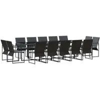 vidaXL Garten Essgruppe 15 pcs Schwarz Stahl - Gartenmöbel-Set aus robustem Stahl, wetterfest und ideal für gesellige Runden im Freien. Perfekt für entspannte Mahlzeiten und Partys unter dem Sternenhimmel.