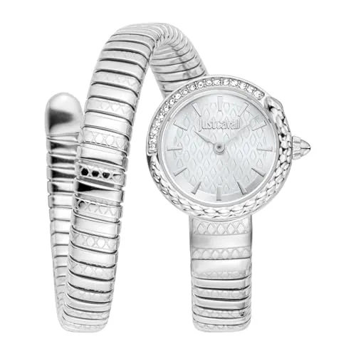 Just Cavalli Damen Analog Quarz Uhr JC1L301M0085 - Armbanduhren für Damen mit einzigartigem Schlangendesign, wasserfest und mit präzisem Quarzwerk für zuverlässige Zeitmessung. Ein stilvolles Accessoire für jeden Anlass.