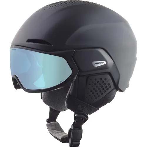 Alpina Oro QV Mips Visier Skihelm - Black Matt, 59-63cm - Skihelme & Snowboardhelme mit QuattroVarioflex-Scheibe für optimale Sicht und MIPS-Technologie für zusätzlichen Schutz. Ideal für maximalen Komfort und Sicherheit auf der Piste.