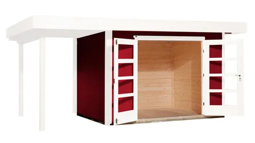Weka Holz-Gartenhaus Flachdach 442 cm x 315 cm – Modernes Design - Holz-Gartenhaus mit 7,11 m² Fläche, breitem Eingang und robustem Steck-Schraubsystem für einfache Montage. Ideal als Geräteschuppen oder Freizeithaus, schützt vor Verwitterung.
