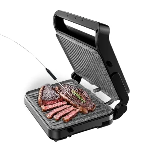 2000-W-Elektrogrill mit Temperatursonde und spülmaschinenfesten Grillplatten