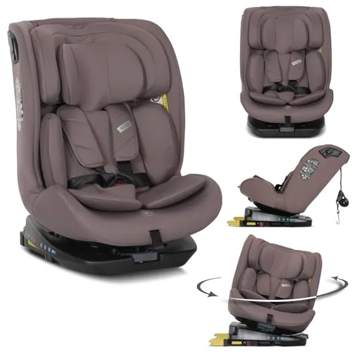 Lorelli Kindersitz drehbar 360 Grad i-Size 40-150cm mit Isofix, Mitwachsender Baby Autositz Rodeo, Gruppe 0+/1/2/3, 0-12 Jahre, 0-36 kg, Auto Babysitz ab Geburt, 5-Punkt-Gurt, Rosa