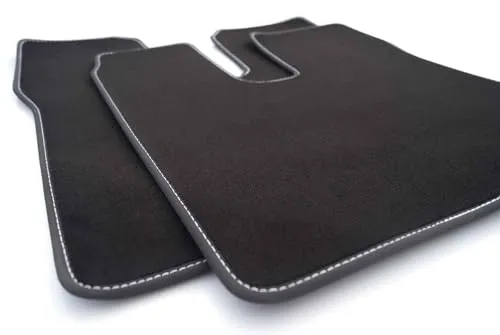 LKW Fußmatten Man TGX & TG3 Velours Original Qualität (Ziernaht Weiß) Autoteppich 2-teilig Matten Set Fahrer + Beifahrermatte