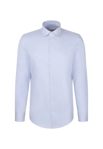Seidensticker Herren Men Slim Patch Longsleeve Cotton Hemd, Mid Blue - Herrenhemden in Slim Fit, bügelfrei und pflegeleicht – ideal für Büro, Freizeit oder besondere Anlässe. Aus 100% Baumwolle für höchsten Tragekomfort.
