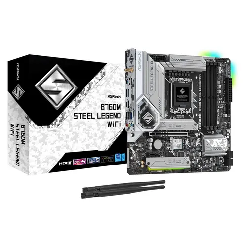 ASRock B760M Steel Legend WiFi Mainboard - ATX Mainboard mit Intel B760 Chipsatz, 4x DDR5 Speicherunterstützung und erstklassiger WiFi-Konnektivität