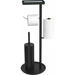 Edelstahl Klopapierhalter mit WC Bürste und Feuchttücher Box - Praktischer Toilettenpapierhalter aus Edelstahl, bietet zusätzlich Platz für WC Bürste und Feuchttücher - ideal für ein modernes Badezimmer.