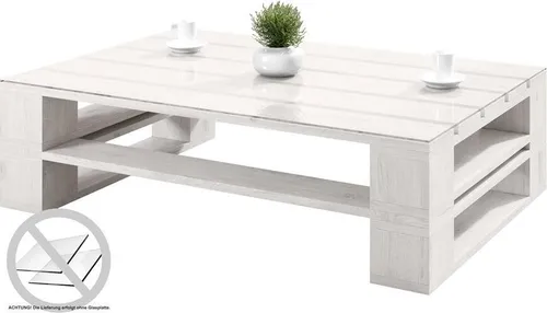 Lermowood Palettenmöbel Mp Couchtisch 120 x 80 x 40 cm Weiß in weiß von Lermowood