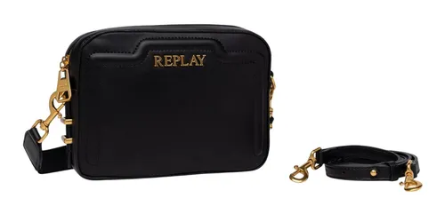 REPLAY Crossbody Bag Umhängetasche schwarz - Damentaschen, stilvolle Umhängetasche aus 100% Polyurethan, verstellbarer Riemen und ideal für Freizeitaktivitäten.