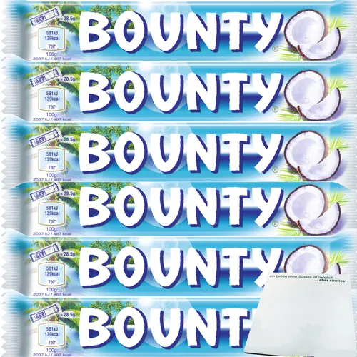 Bounty Einzelriegel Milchschokolade mit Kokosmark 6x57g Riegel usy Block
