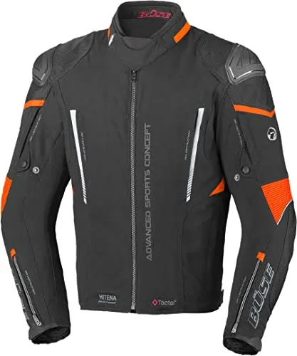 Büse Rocca Motorrad Textiljacke, orange, Größe 50 für Männer - Motorradjacke mit entnehmbarer HUMAX® Klimamembrane, die wasserdicht, winddicht und atmungsaktiv ist – ideal für jede Wetterlage.