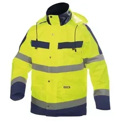 DASSY® Atlantis Warnschutz Regen-Parka Gr. M - Arbeits- & Schutzkleidung mit wasserdichtem und atmungsaktivem Material, ideal für sicheres Arbeiten bei schlechtem Wetter dank 50 mm-Reflexstreifen und verschweißten Nähten.