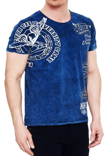 R-NEAL T-Shirt T-Shirt Rundhals Color Print Tee Shirt Kurzarm Regular Fit Stretch