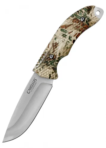 Camillus Jagdmesser MASK 9 Fixed Blade mit Nylonscheide - Robustes Jagdmesser mit 10,2 cm Klinge aus 420HC Stahl und praktischem Camouflage-Griff. Ideal für Outdoor-Aktivitäten wie Ausweiden und Häuten.