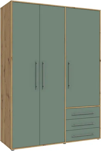 Kleiderschrank Morley, Holzfarben, 144,4 cm Breite - Der Kleiderschrank Morley bietet mit seinen geräumigen Schubladen und praktischen Inneneinteilungen viel Stauraum. Maße: B: 144,4 cm, H: 200 cm, T: 53 cm. Ideal für modernes Wohnen!