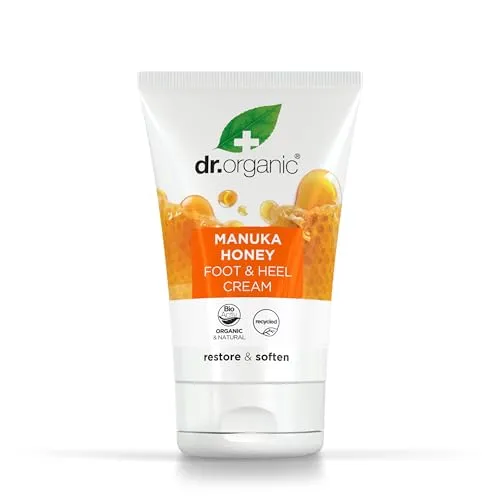 Dr Organic Manuka-Honig-Fußcreme, Feuchtigkeitsspendend, Trockene Haut, Für Männer, Für Frauen, Natürlich, Vegetarisch, Tierversuchsfrei, Paraben- & SLS-frei, Recycelt & Recyclebar, Bio, 125ml