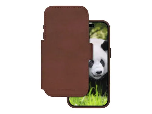 dbramante1928 Lynge Flip-Hülle für Apple iPhone 17 Pro - Elegante Flip-Hülle aus genarbtem Leder in Dark Tan, mit MagSafe-Kompatibilität für einfachen Zugriff und Schutz Ihres Mobiltelefons.