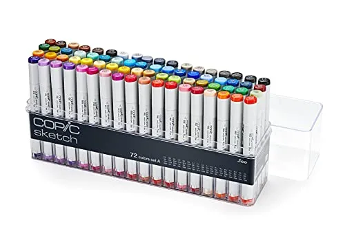 Copic Marker Sketch Set A - 72St - Schreibutensilien mit umfangreicher Farbauswahl: 72 nachfüllbare Marker mit flexibler Pinselspitze für kreative Projekte, ideal für Künstler und Designer.