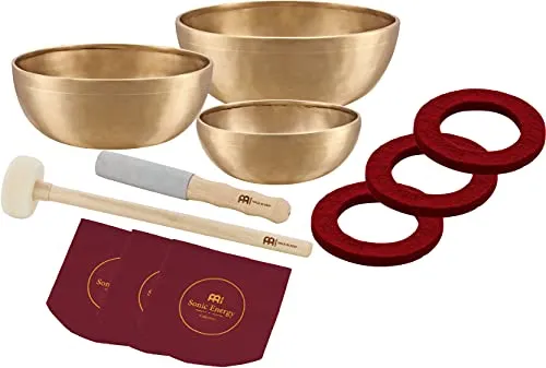 Sonic Energy Klangschalen Set Energy Therapy Series – 700/1000/1400 g - Klangschalen für Meditation und Klangheilung, handgefertigt für resonante Schwingungen und ideal für Klangmassagen. Inkl. Hülle, Filzring & Schlägel für ein intensives Klangerlebnis.