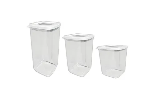 HAC24 Vorratsdose Aufbewahrungsbox Frischhaltedosen Müslidose Vorratsbehälter, Kunststoff, (Set, 3-tlg., 1x 1 Liter, 1x 1,3 Liter, 1x 1,7 Liter), Deckel mit Gummidichtung