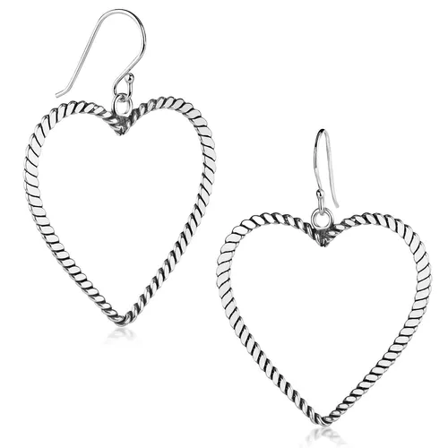 MATERIA Herz Ohrringe groß aus 925 Sterling Silber - Ohrschmuck in Herzform, antik oxidiert für einen einzigartigen Look, ideal für Liebhaber von besonderen Schmuckstücken.