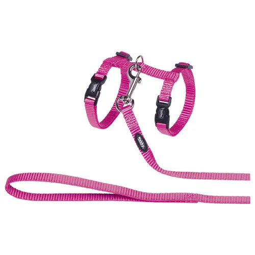 Nobby Katzengarnitur Pink Nylon Geschirr und Leine stufenlos verstellbar