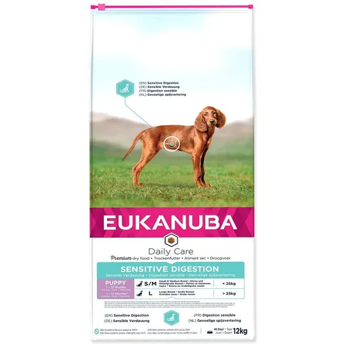 EUKANUBA Sensitive Digestion Puppy 12kg - Hundefutter mit Überraschung - Spezialisiert auf empfindliche Verdauung, perfekt für Welpen mit Magenproblemen und enthält eine Überraschung für zusätzlichen Spaß.