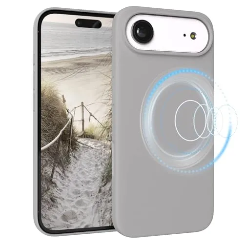 EAZY CASE Magnetische Silikon Hülle für iPhone Air - MagSafe-kompatibel, Premium-Liquid-Silikon, Stoßfest, Kameraschutz, Mikrofaser-Innenfutter, Slim Cover Handyhülle Bumper - Hellgrau Grau