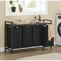 VASAGLE Wäschekorb mit 4 Fächern, Vintagebraun-Schwarz in schwarz von VASAGLE