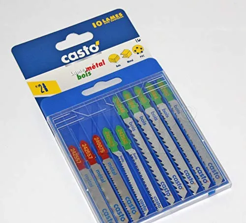 HKB ® 10 Stichsägeblätter No 2, 75 / 55mm, für Eisen, Holz, PVC, praktische Box,