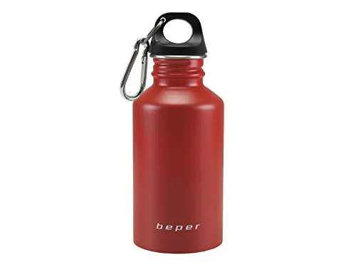 BEPER C102BOT002 Stahlwasserflasche 500 ml mit Karabinerhaken, Rot