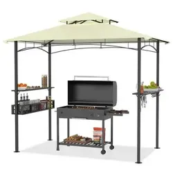 Grillpavillon Wasserdicht mit Rauchabzug 245 x 153 x 250 cm Beige