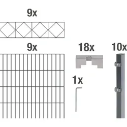 Alberts Doppelstabmattenzaun Bergen - 100 cm hoch, 18 m lang, anthrazit - Robuster Doppelstabmattenzaun zum Einbetonieren, mit feuerverzinktem Stahl für höchste Langlebigkeit und optimalen Rostschutz. Ideal für eine zuverlässige Einzäunung im Garten.