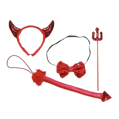 W WIDMANN MILANO Party Fashion - Kostüm Set Teufel, Satan, Dämon, Accessoires, Halloween, Faschingskostüme