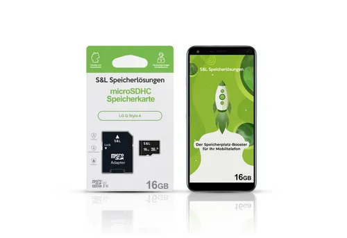 Tec-Expert microSD Karte S&L für LG Q Stylo 4 Speicherkarte (16 GB, Class 10, microSDHC)