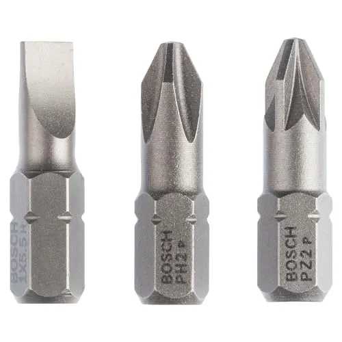 BOSCH 2607001766 Klinge 3ER Bit Set LS+PH2+PZ2 x H 25 mm