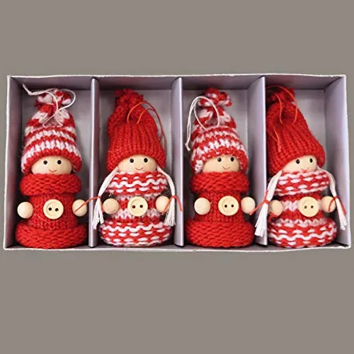 Raebel - Geschenkpackung - 4er Set Wichtel rot/Anhänger- (ca.6 cm)