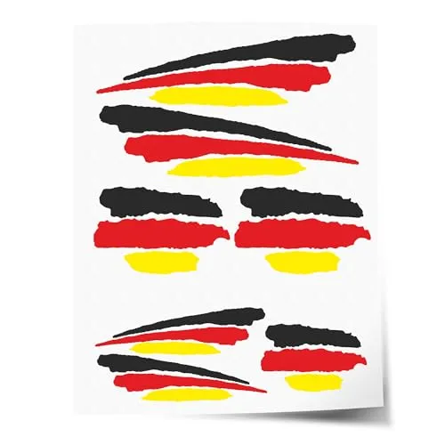 Indigos UG Aufkleber Deutschland - 7 Autoaufkleber - Flagge - Fahne mit 3 Streifen - selbstklebende Fahnen für Heckscheibe, Modellbau, Sport, Motorrad, Auto, Tuning, Fenster, Kofferraum