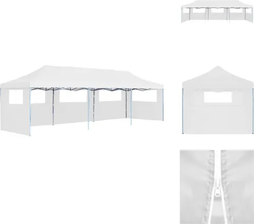 vidaXL Pop-Up Partyzelt Faltbar mit 5 Seitenwänden 3x9 m Weiß