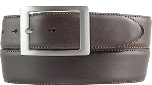 BELTINGER Hochwertiger Jeansgürtel aus Vollrindleder mit Doppel-Schließe 4,0 cm | Bombierter Ledergürtel Herren 40mm | Jeans-Gürtel made in Italy | Braun 90cm