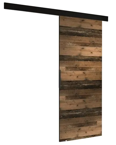 KIER FURNITURE Schiebetür Komplettset MALIBU - Tür mit Laufschiene - Schiebetürsystem - Raumspartür - Innentüren - Sliding Door Set - Old Style 106x205x1,6cm