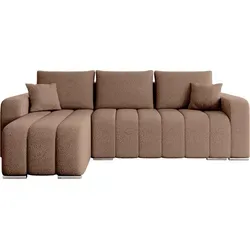 MIRJAN24 Ecksofa Pufetto Boucle, Eckcouch mit Bettkasten und Schlaffunktion, Stilvoll Polstersofa, L-Form (Farbe: Lambi 04) - Braun
