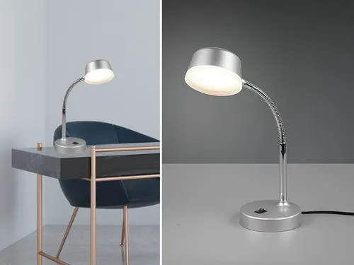 Reality Leuchten LED Tischleuchte Kiko R52501187 - Schreibtischlampe in titanfarbigem Kunststoff, energiesparende 4,5 Watt LED mit 30000 Stunden Lebensdauer und flexiblem Leuchtenkopf für optimale Ausleuchtung.
