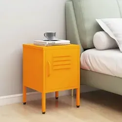 vidaXL Nachttisch Senfgelb 35x35x51 cm aus Stahl - Moderner Nachttisch aus langlebigem Stahl mit verstellbarem Regalboden und Schloss für sicheren Stauraum. Ideal zur Aufwertung Ihres Interieurs!