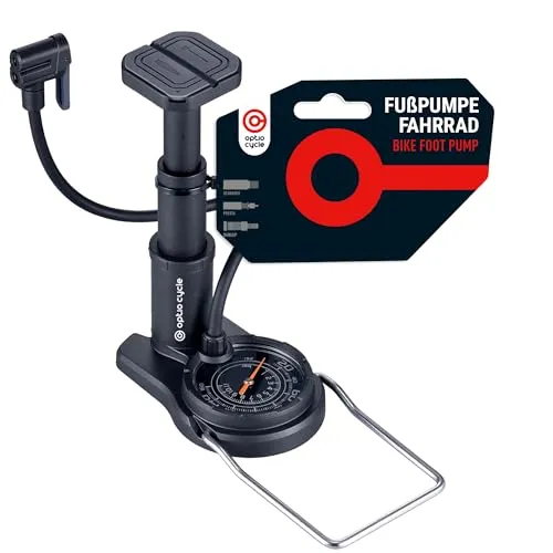 Fußluftpumpe Fahrrad 160 PSI / 11 Bar – Tretluftpumpe Mit Manometer | Standpumpe Fahrrad Alle Ventile mit Bar Anzeige | Luftpumpe Fuß für Rennrad, MTB, E-Bike | Fahrradpumpe Fußpumpe mit Treten