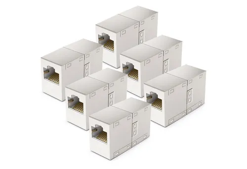 deleyCON deleyCON 6x RJ45 Netzwerkkabel Kupplung Patchkabel Verbinder Modular Netzwerk-Adapter