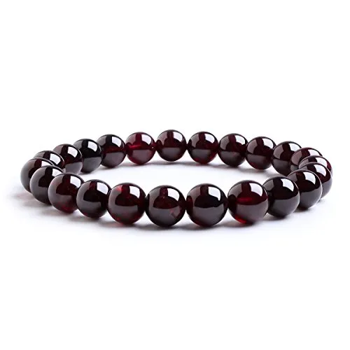 Candyfancy Armbänder Damen 8MM Perlen Granat Armband Bergkristall Bead Elastisch Natürlich Stein Frauen