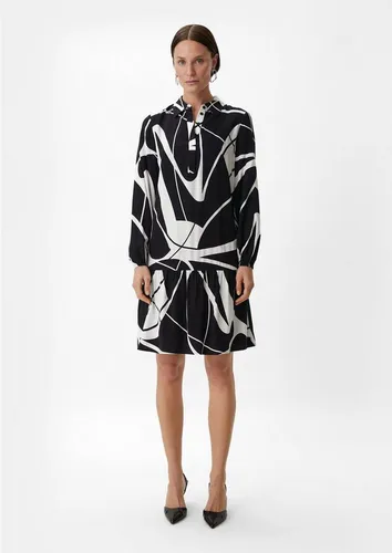 comma Kleid mit Allover Print - Freizeitkleider für Damen, Regular Fit mit langen Ärmeln und Volants für einen femininen Look.
