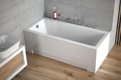 KOLMAN MODERN Badewanne 120x70 mit Acrylschürze und Ablaufgarnitur - Premium Rechteckbadewanne mit 126L Fassungsvermögen, 4in1 Set mit einfacher Montage, aus robustem Acryl für langlebige Nutzung und ästhetisches Design.